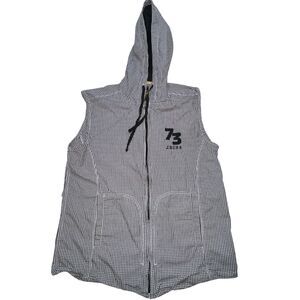 Max Urban Tetris Vest Men XL Hooded Zip Black Plaid 74 Rebel Grunge Skaterboy